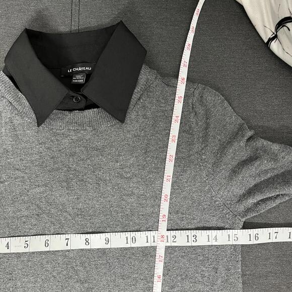 Le Chateau Grey sweater with black layered built in blouse XXS - Picture 8 of 9